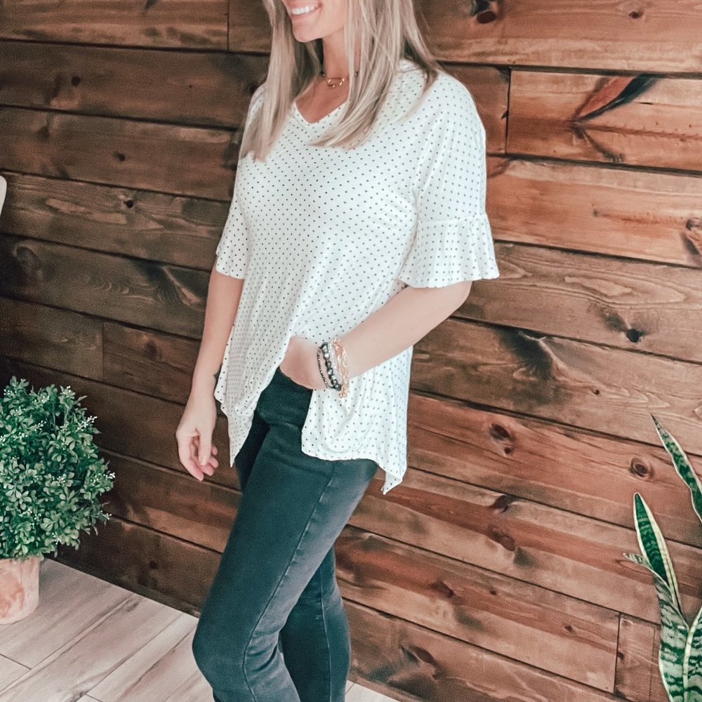 THE FLUTTER POLKA DOT TOP